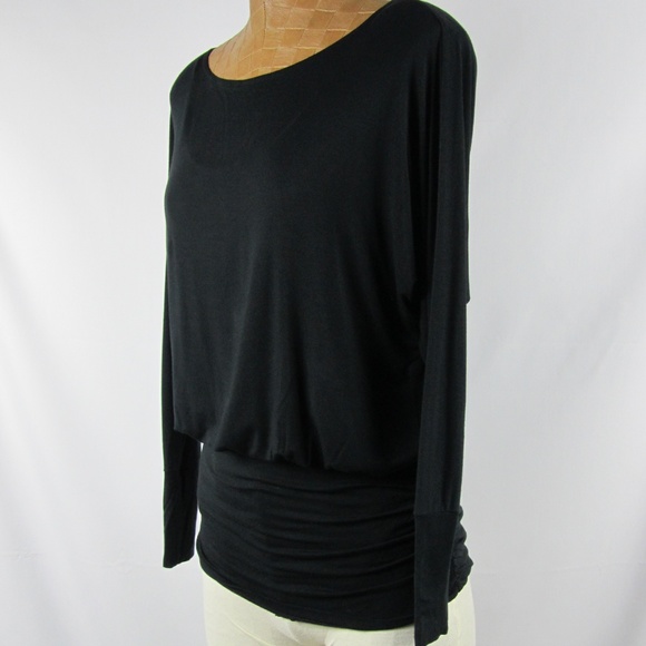 Boston Proper Black Dolman Ruched Top XS Stretch - Picture 4 of 8